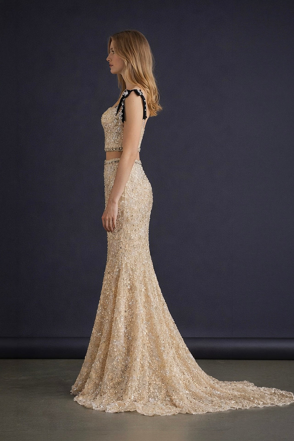 Gold Embellished Mermaid Gown