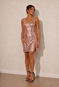 Rose Gold Sequin Mini Dress